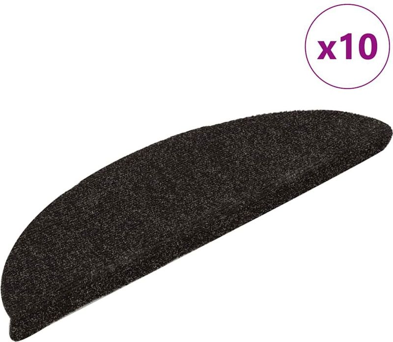 vidaXL Trapmatten - Donkerbruin - Genaaldvilte Stof - 10 Stuks