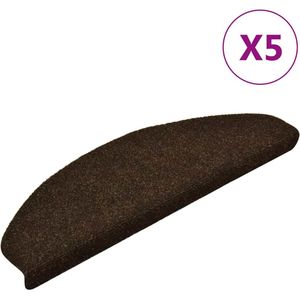 vidaXL Trapmatten Bruin Polypropyleen Antislip 5 Stuks Halfrond