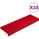 vidaXL Trapmatten - Rood - Genaaldvilte Stof - Set van 10