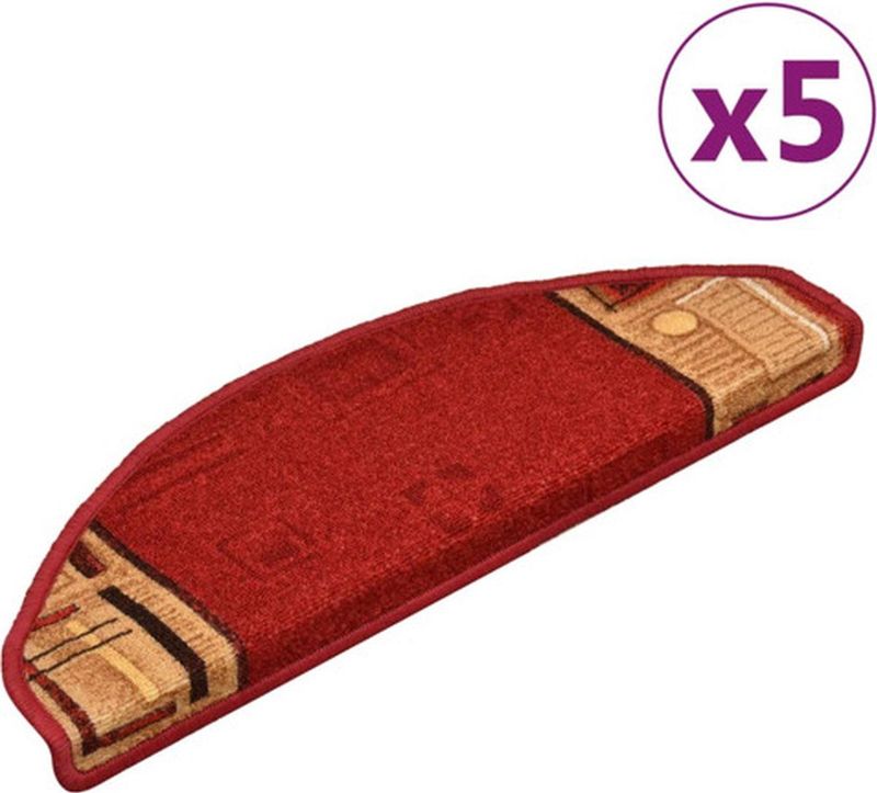 vidaXL Trapmatten - Rood - 100% Getuft Polyamide - Set van 5