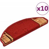 vidaXL Trapmatten - Rood - 100% Getuft Polyamide - Zelfklevend 10 st