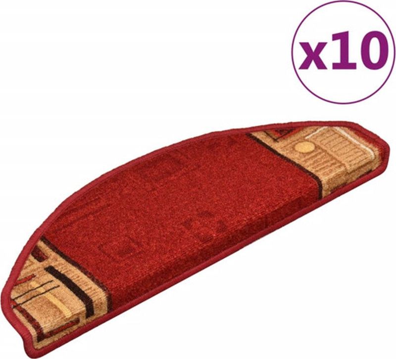 vidaXL Trapmatten - Rood - 100% Getuft Polyamide - Zelfklevend 10 st