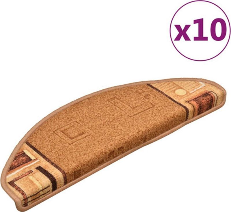 vidaXL Trapmatten - Beige - 10 Stuks - 100% Getuft Polyamide