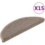 vidaXL - Trapmatten - Zelfklevend - Donkerbeige - Sisal-Look - 56x17x3 cm