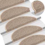 vidaXL - Trapmatten - Zelfklevend - Donkerbeige - Sisal-Look - 56x17x3 cm