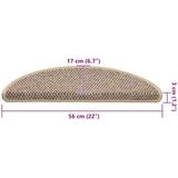 vidaXL - Trapmatten - Zelfklevend - Donkerbeige - Sisal-Look - 56x17x3 cm