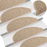 vidaXL - Trapmatten - Zelfklevend - Donkerbeige - Sisal-Look - 56x17x3 cm