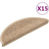vidaXL Trapmatten - Zandkleurig - Stof - Set van 15