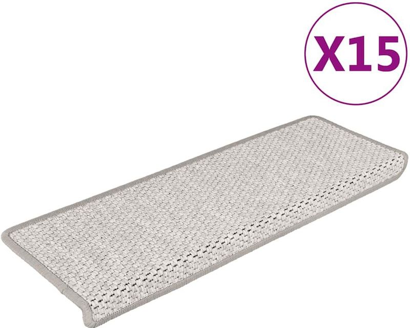 vidaXL Trapmatten - Platinakleur - Stof - Set van 15