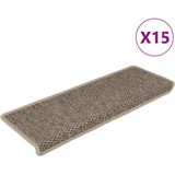 vidaXL Trapmatten - Donkerbeige - Stof - 15 Stuks