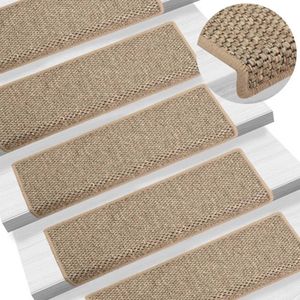 vidaXL Trapmatten zelfklevend 15 st sisal look 65x21x4 donkerbeige