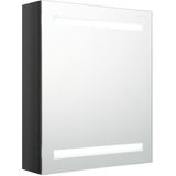 VidaXL Badkamerkast met Spiegel en LED 50x14x60 cm - Glanzend Zwart