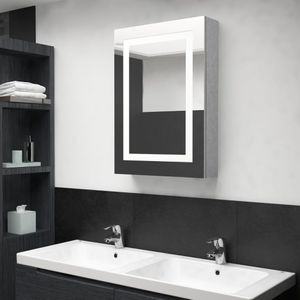 vidaXL - Badkamerkast - met - spiegel - en - LED - 50x13x70 - cm - betongrijs