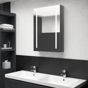 vidaXL - Badkamerkast - met - spiegel - en - LEDx13x70 - cm - glanzend - grijs