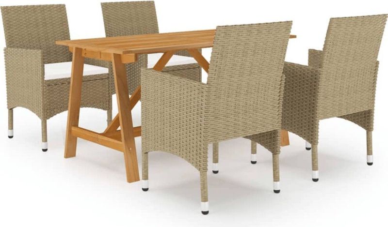 Vidaxl - 5-tlg. Garten-Essgruppe Beige