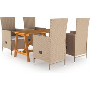 vidaXL 5-tlg. Garten-Essgruppe Beige