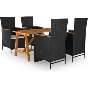 VidaXL 5-delige Tuinset Zwart