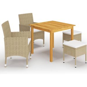 vidaXL 5-tlg. Garten-Essgruppe Beige