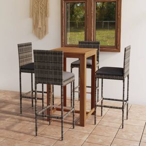 vidaXL 5-tlg. Gartenbar-Set mit Kissen Grau
