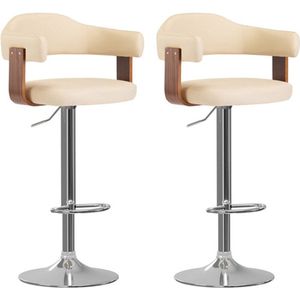 vidaXL Barhocker 2 Stk. Creme Bugholz und Kunstleder