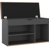 VidaXL Schoenenbank met Kussen 80x30x47 cm - Spaanplaat Grijs