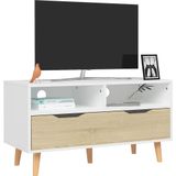 VidaXL TV-meubel 90x40x48,5 cm Spaanplaat Wit en Sonoma Eikenkleurig