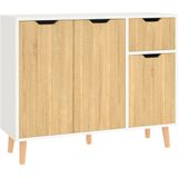 VidaXL Dressoir 90x30x72 Spaanplaat Wit & Sonoma Eikenkleurig