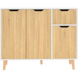 VidaXL Dressoir 90x30x72 Spaanplaat Wit & Sonoma Eikenkleurig