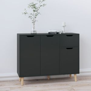 vidaXL - Dressoir - Hoogglans Zwart - Bewerkt Hout - 90x30x72 cm