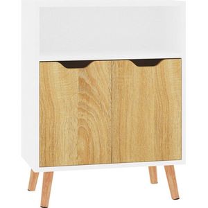 VidaXL Dressoir 60x30x72 cm Spaanplaat Wit en Sonoma Eikenkleurig