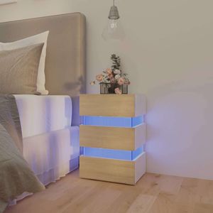 326846 vidaXL Nachtkastje LED 45x35x67 cm bewerkt hout wit