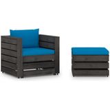 vidaXL - 2-delige - Loungeset - met - kussens - grijs - geïmpregneerd - hout