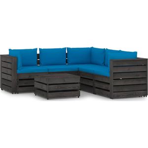 vidaXL-6-delige-Loungeset-met-kussens-grijs-geïmpregneerd-hout