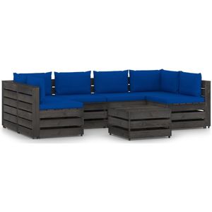 vidaXL-7-delige-Loungeset-met-kussens-grijs-geïmpregneerd-hout