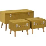 Hocker mit Stauraum 3 Stk. Senfgelb Samt Vidaxl