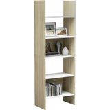 vidaXL-Boekenkast-60x35x180-cm-spaanplaat-wit-en-sonoma-eikenkleurig