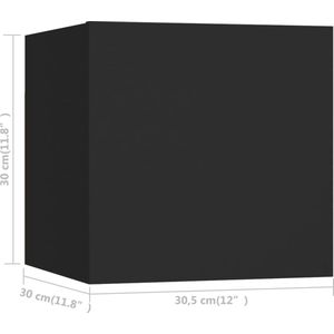 VidaXL TV-wandmeubel 30,5x30x30 cm Zwart