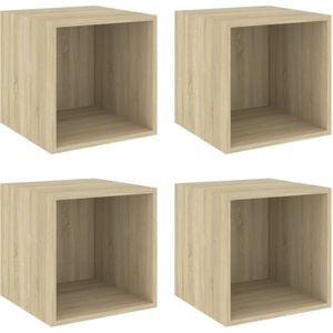 vidaXL Wandkasten 4 st 37x37x37 cm bewerkt hout sonoma eikenkleurig