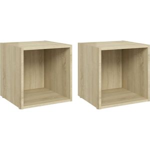 vidaXL Tv-meubelen 2 st 37x35x37 cm bewerkt hout sonoma eikenkleurig