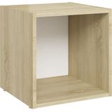 VidaXL TV-meubel 37x35x37 cm Spaanplaat Wit en Sonoma Eikenkleurig