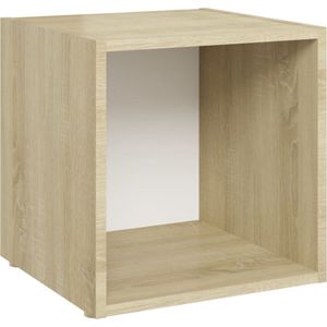 VidaXL TV-meubel 37x35x37 cm Spaanplaat Wit en Sonoma Eikenkleurig