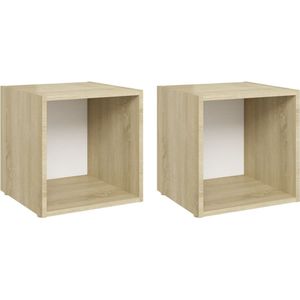 vidaXL-Tv-meubelen-2-st-37x35x37-cm-spaanplaat-wit-sonoma-eikenkleurig