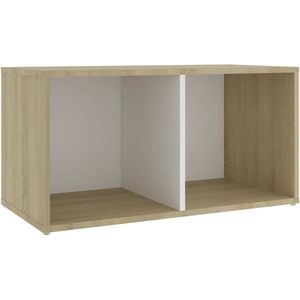 vidaXL Tv-meubel 72x35x36,5 cm bewerkt hout wit en sonoma eikenkleurig