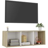 vidaXL-Tv-meubel-107x35x37-cm-spaanplaat-wit-en-sonoma-eikenkleurig