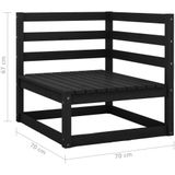 3-tlg. Garten-Lounge-Set Schwarz Massivholz Kiefer Vidaxl