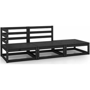 vidaXL 3-tlg. Garten-Lounge-Set Schwarz Massivholz Kiefer