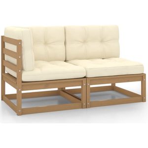 vidaXL 2tlg. Garten-Lounge-Set mit Kissen Honigbraun Massivholz Kiefer