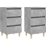 vidaXL-Nachtkastjes-2-st-met-houten-poten-40x35x69-cm-betongrijs