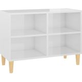 vidaXL Tv-meubel met houten poten 69,5x30x50 cm hoogglans wit