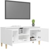 VidaXL TV-meubel Massief Houten Poten 103,5x35x50 cm Wit